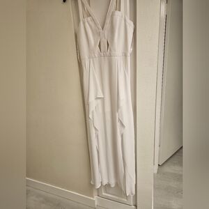 BCBGMaxAzria White Halter Maxi Gown with Cut Out